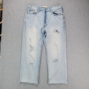 We The FREE PEOPLE Rolling On The River Jeans Denim Light High Rise 30 (32x24.5)